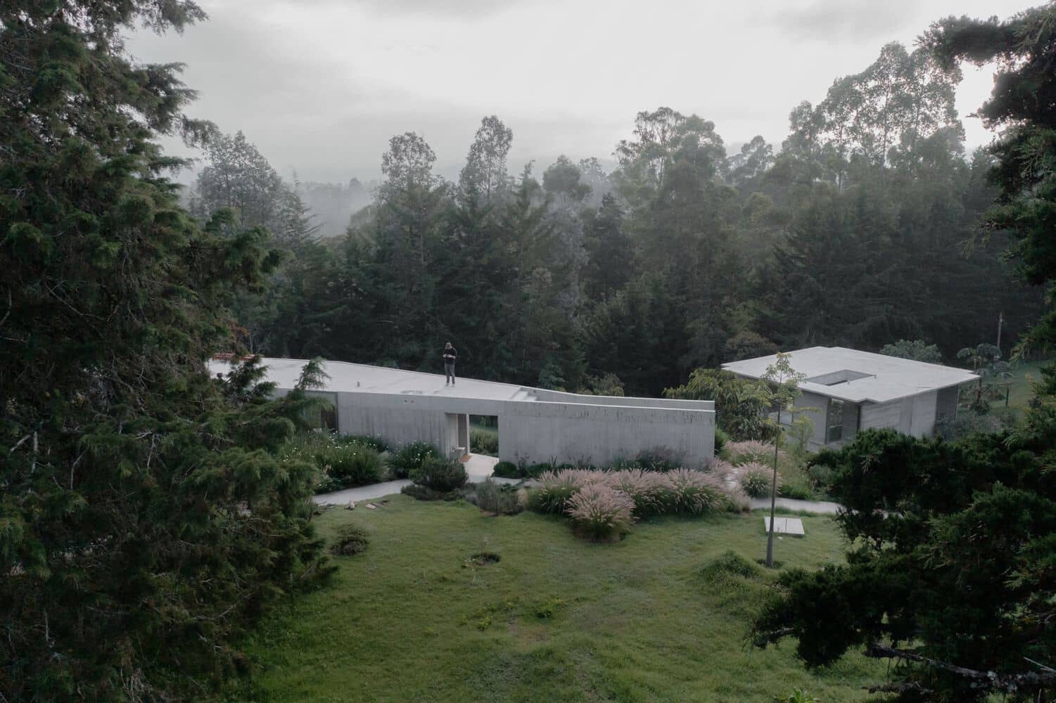 Casa estilo bunker en el bosque